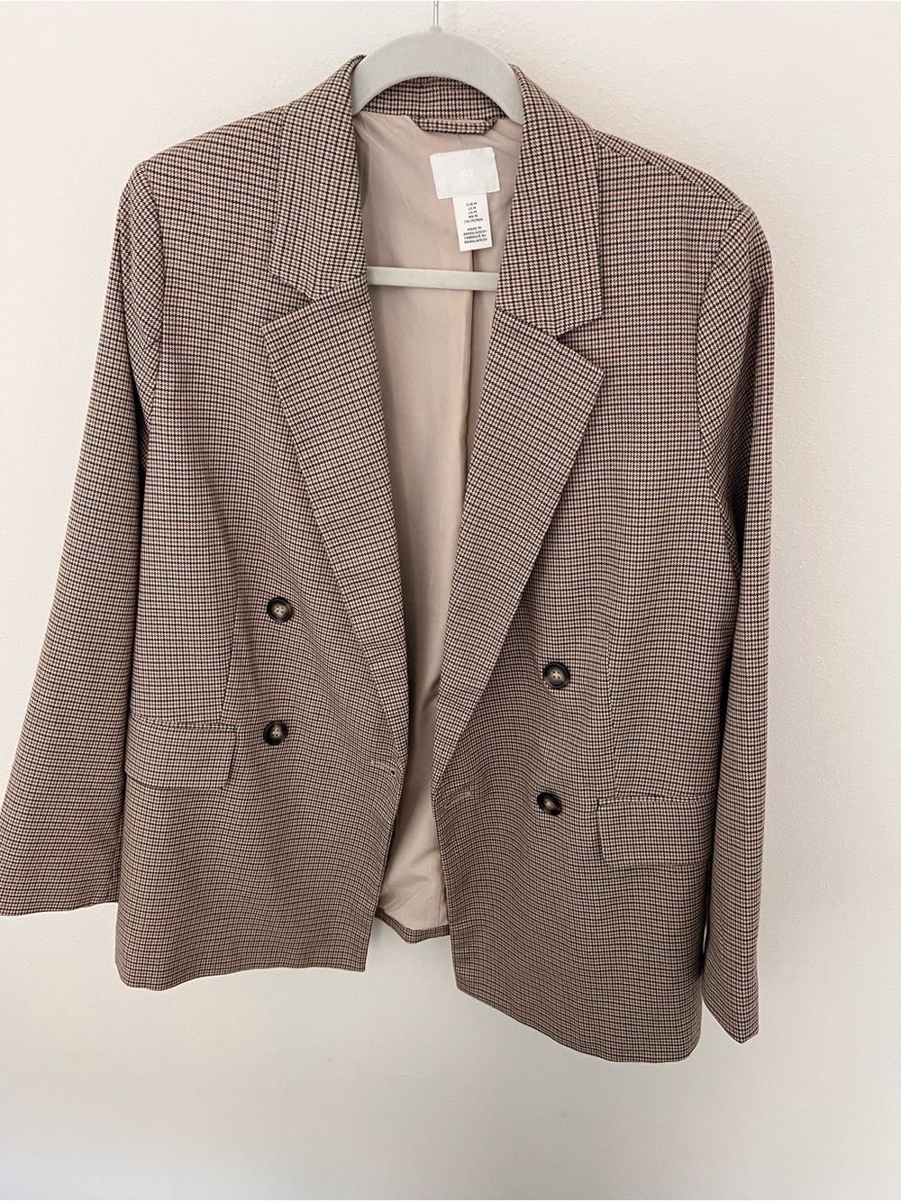 H&M Double-Breasted Plaid Blazer